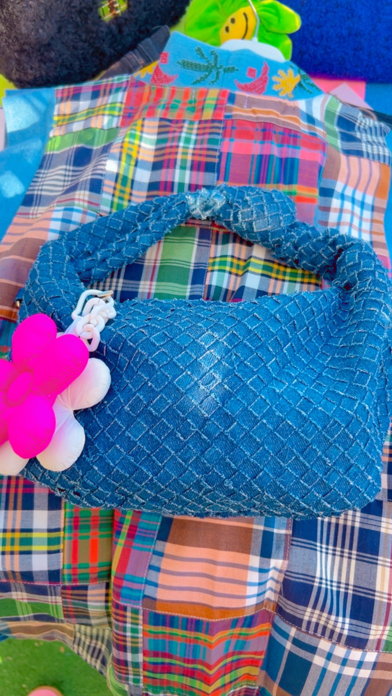 Sac denim modèle Patchwork