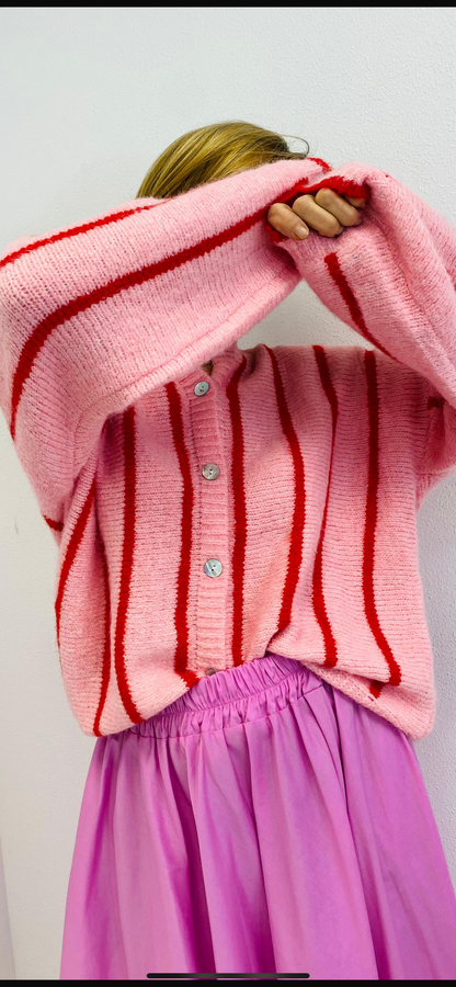 Gilet modèle Candy, rose et rouge